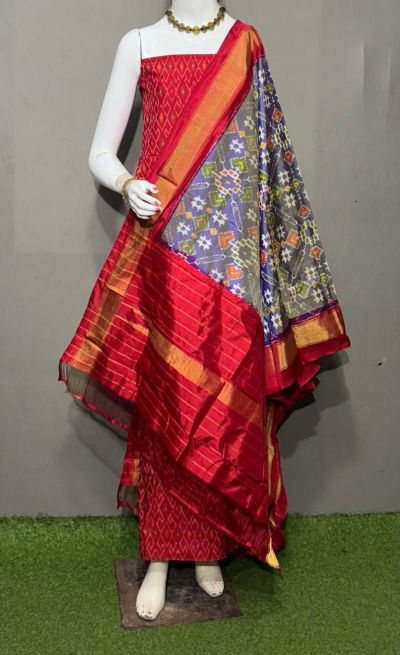 PSRGSDST5A06FFCD01- Ikat Silk dupatta with Ikat sico top