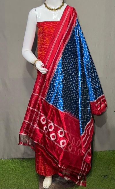 PSRGSDST5A06FFCD28- Ikat Silk dupatta with Ikat sico top