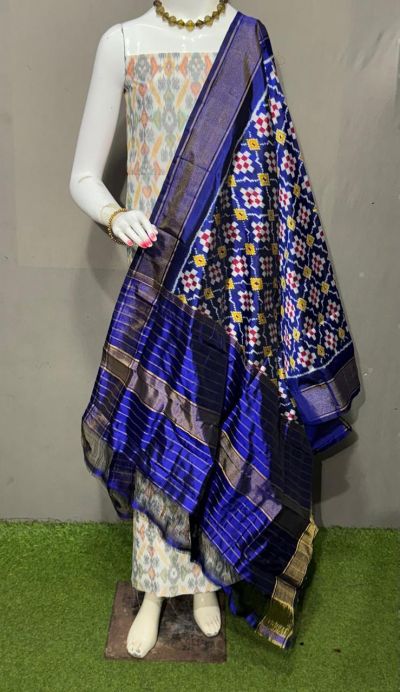 PSRGSDST5Y06FFCD09- Ikat Silk dupatta with Ikat sico top