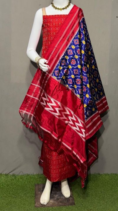 PSRGSDST5Y06FFCD26- Ikat Silk dupatta with Ikat sico top