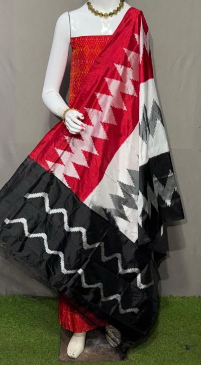 PSRGSDST5A06FFCD29- Ikat Silk dupatta with Ikat sico top