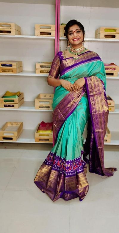 PGMRKBRS5N02FSCD01- Kanchi border Ikat silk saree