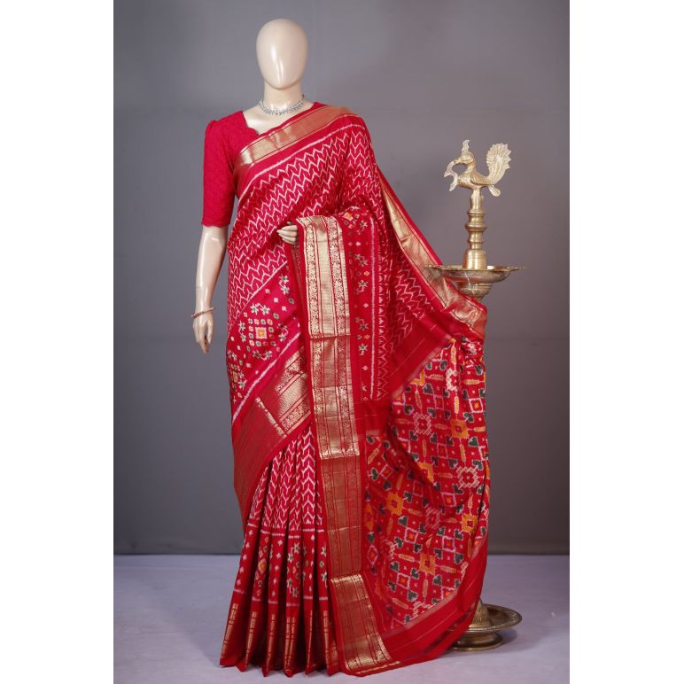 PSHLKBIP5A06DEDC20- Kanchi border Ikat silk saree