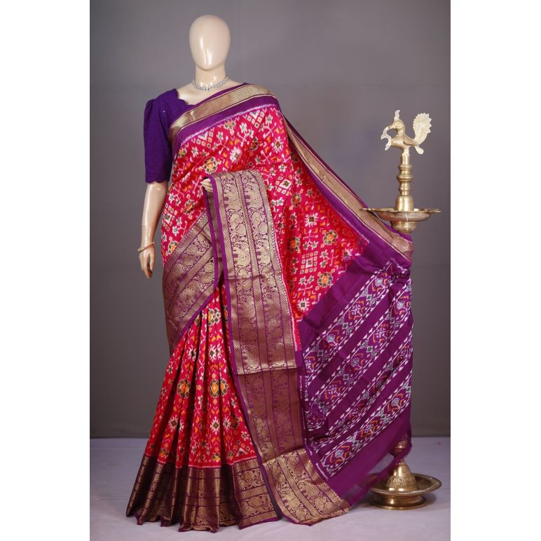 PSHLKBIP5A06DEDC31- Kanchi border Ikat silk saree