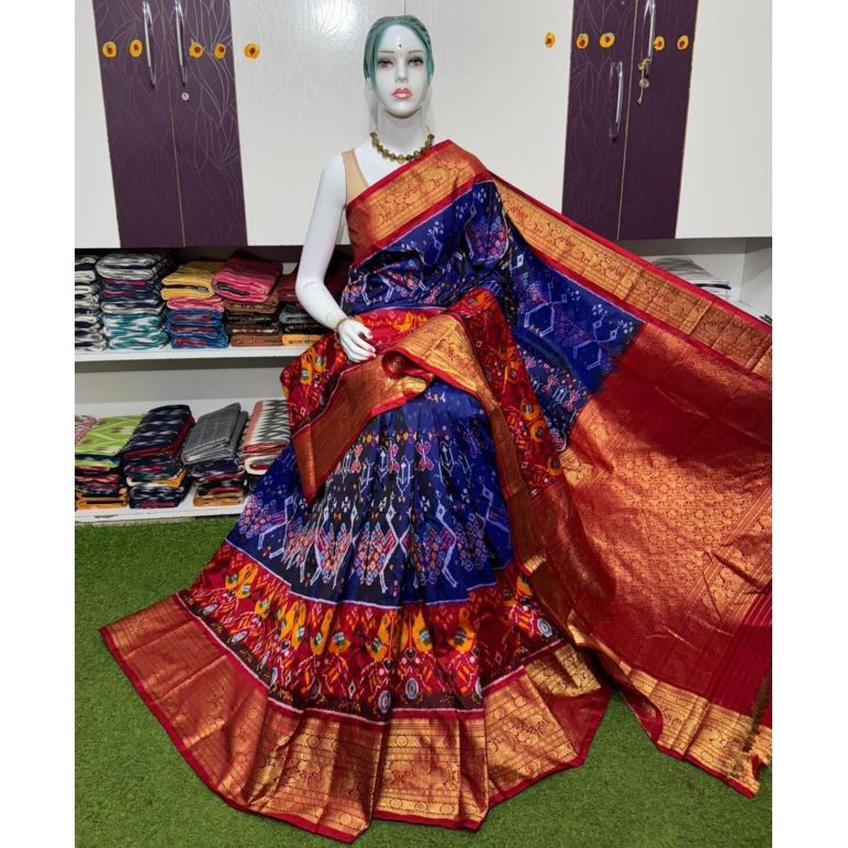 PSRGKBRS5A08FSCD10- Kanchi border Ikat silk saree