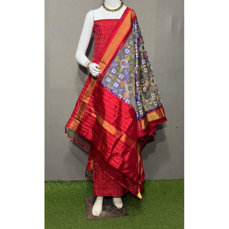 PSRGSDST5A06FFCD01- Ikat Silk dupatta with Ikat sico top