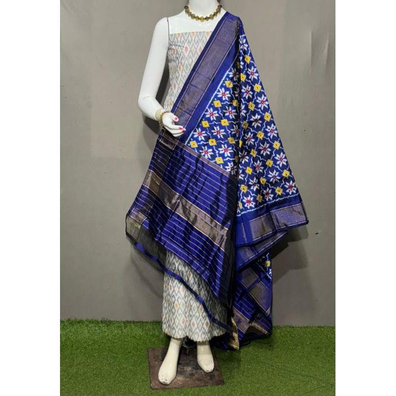 PSRGSDST5A06FFCD10- Ikat Silk dupatta with Ikat sico top