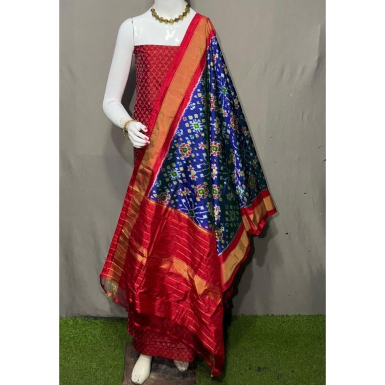 PSRGSDST5A06FFCD24- Ikat Silk dupatta with Ikat sico top