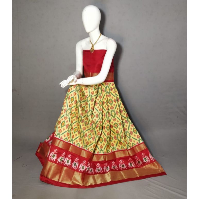 PRIHFSLG5Y04SEDD02- Free Size Ikat Silk Lehenga