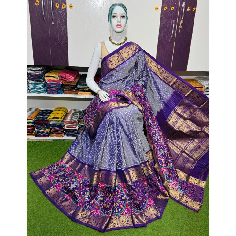 PSRGKBRS5A18FSDC06- Kanchi border Ikat silk saree