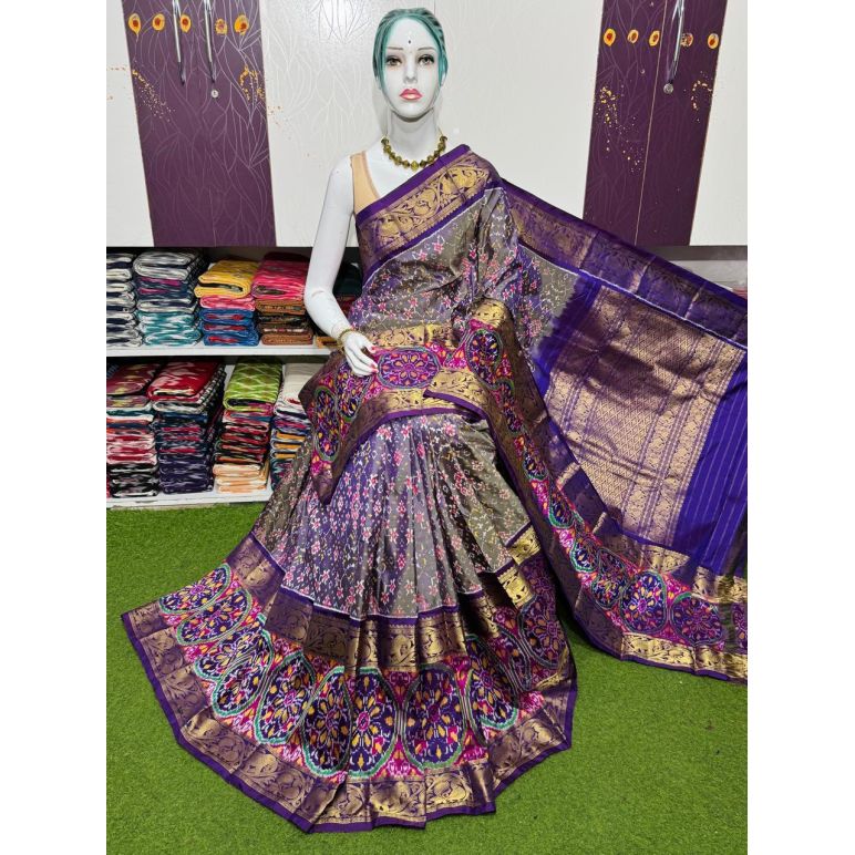 PSRGKBRS5A18FSDC16- Kanchi border Ikat silk saree