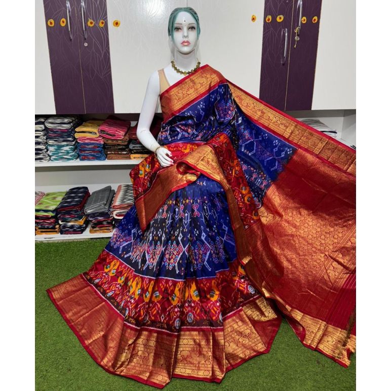 PSRGKBRS5A28FSDC01- Kanchi border Ikat silk saree