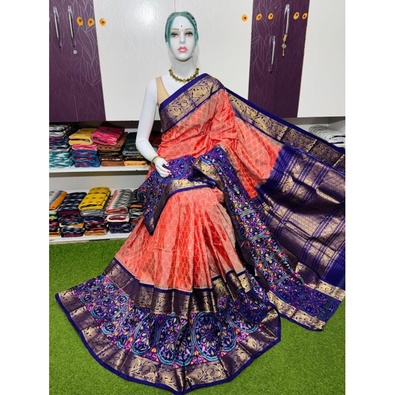 PSRGKBRS5A28FSDC07- Kanchi border Ikat silk saree