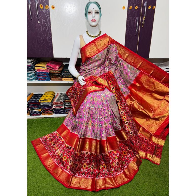 PSRGKBRS5A28FSDC10- Kanchi border Ikat silk saree