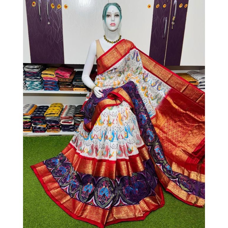 PSRGKBRS5A28FSDC16- Kanchi border Ikat silk saree