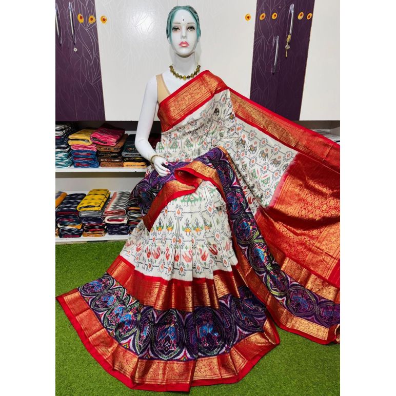 PSRGKBRS5A28FSDC17- Kanchi border Ikat silk saree
