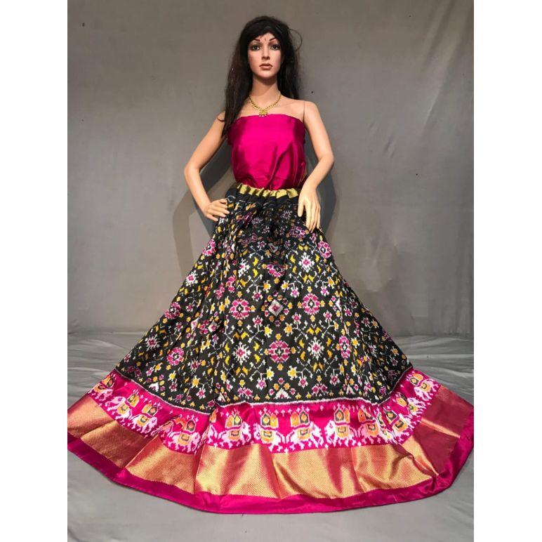 PSSIFSLG5Y03SZDC28- Free Size Ikat Silk Lehenga