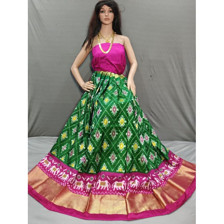 PSSIFSLG5Y03SZDC51- Free Size Ikat Silk Lehenga