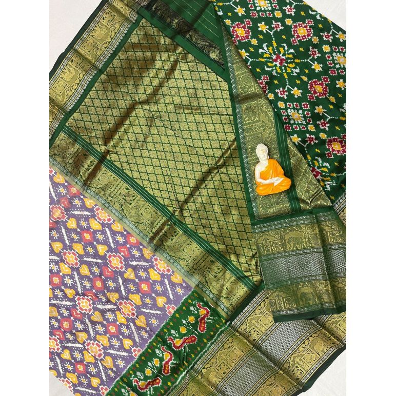 PGMRKBRS5Y06FSDC01- Kanchi border Ikat silk saree