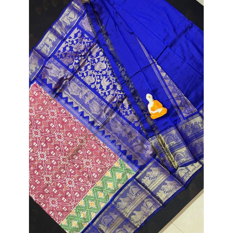 PGMRKBRS5Y06FSDC12- Kanchi border Ikat silk saree