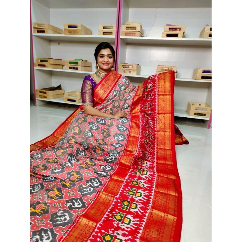 PGMRKBRS5Y06FSDC30- Kanchi border Ikat silk saree