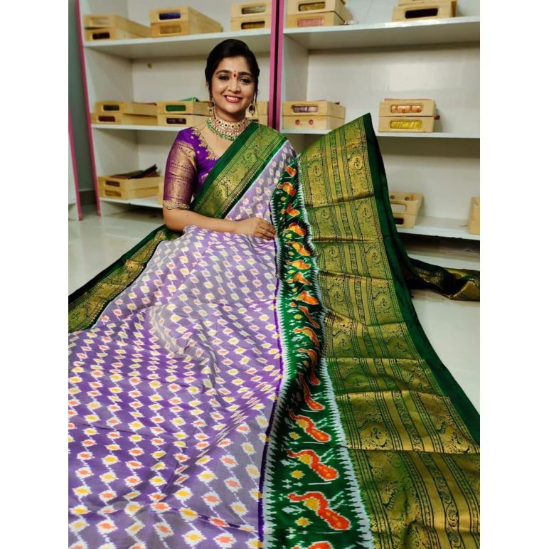 PGMRKBRS5Y06FSDC31- Kanchi border Ikat silk saree