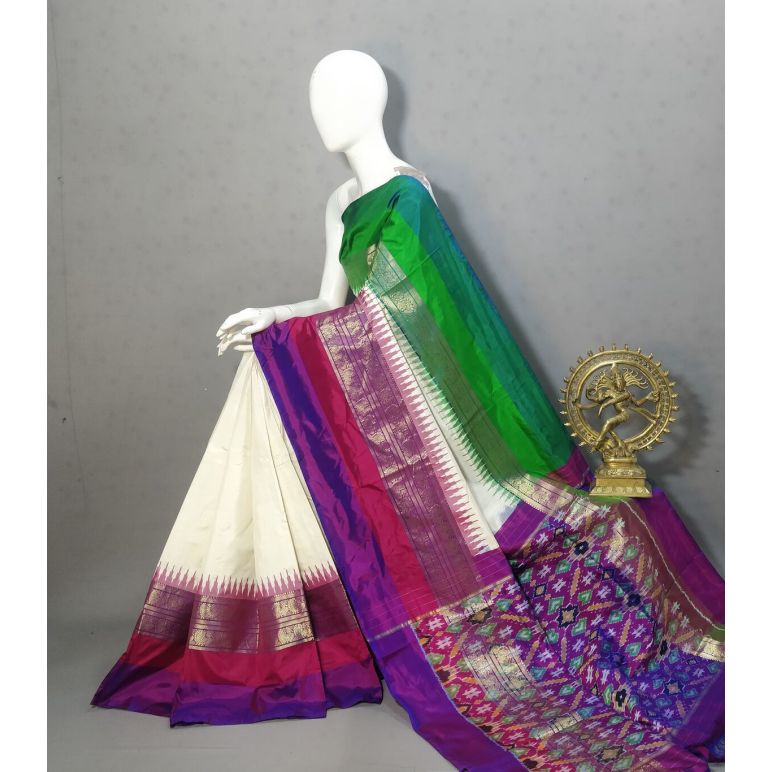 PRKSIDSS5Y05NDDC13- Ikat silk saree