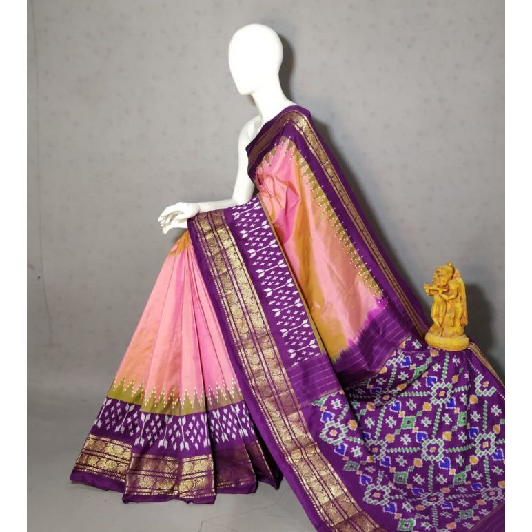 PRKSKBIP5Y06NDDC03- Kanchi border Ikat silk saree