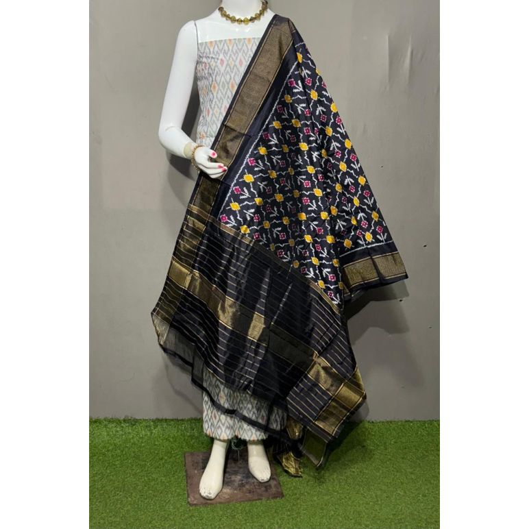 PSRGSDST5Y06FFCD03- Ikat Silk dupatta with Ikat sico top