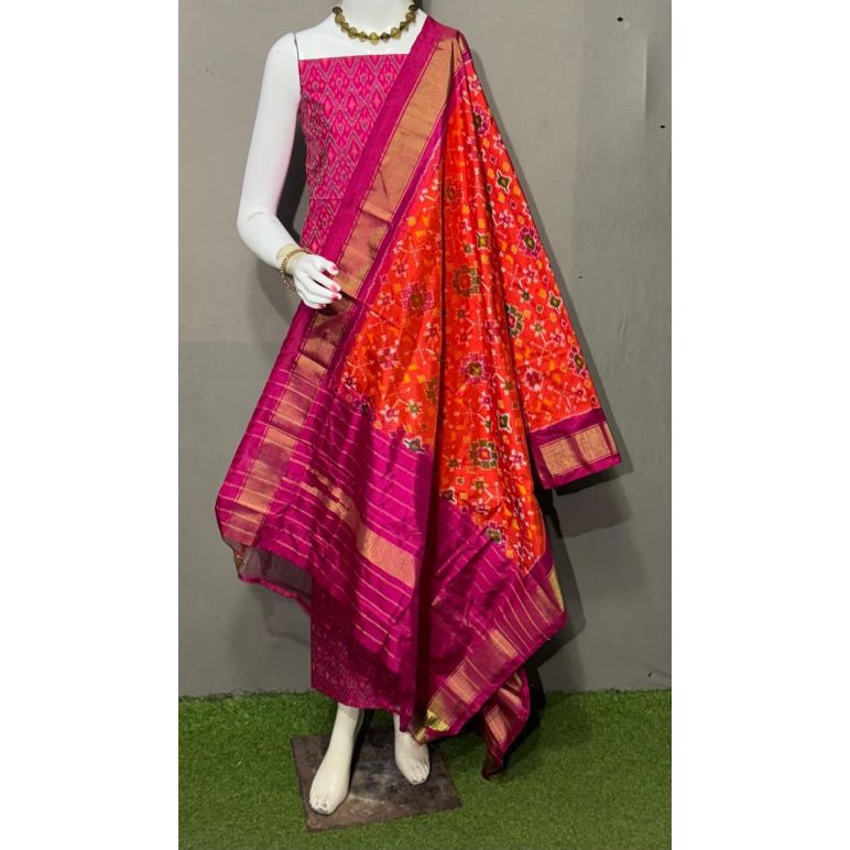 PSRGSDST5Y06FFCD11- Ikat Silk dupatta with Ikat sico top