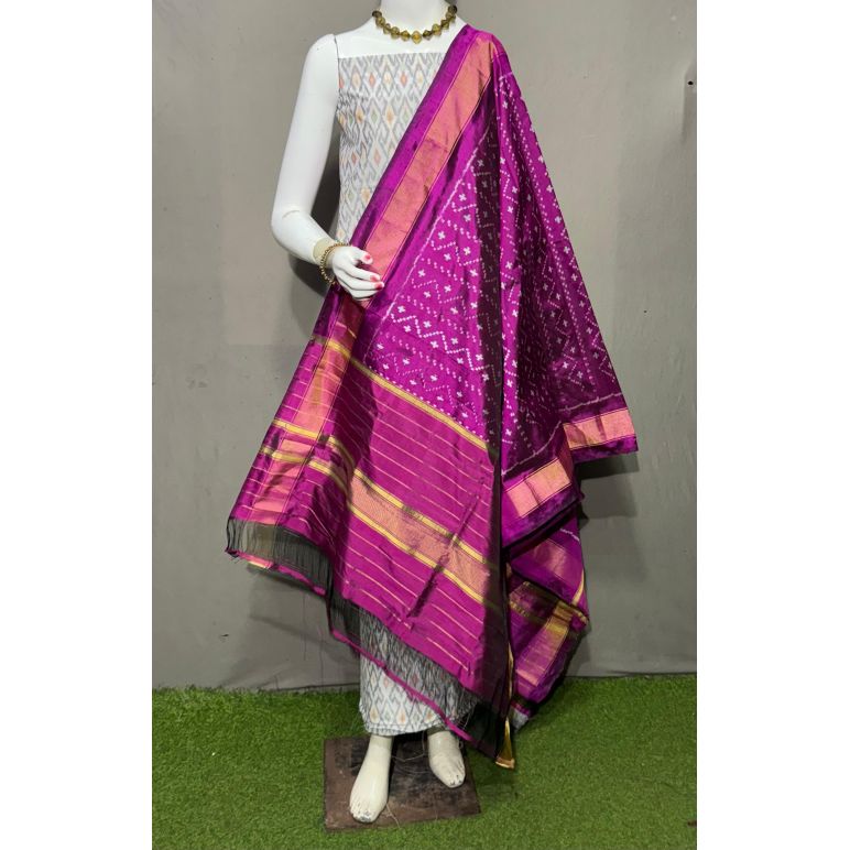 PSRGSDST5Y06FFCD34- Ikat Silk dupatta with Ikat sico top