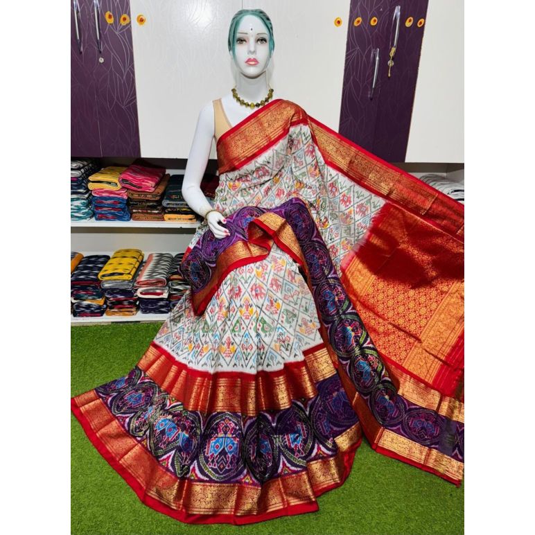 PSRGKBRS5Y08FSDC07- Kanchi border Ikat silk saree