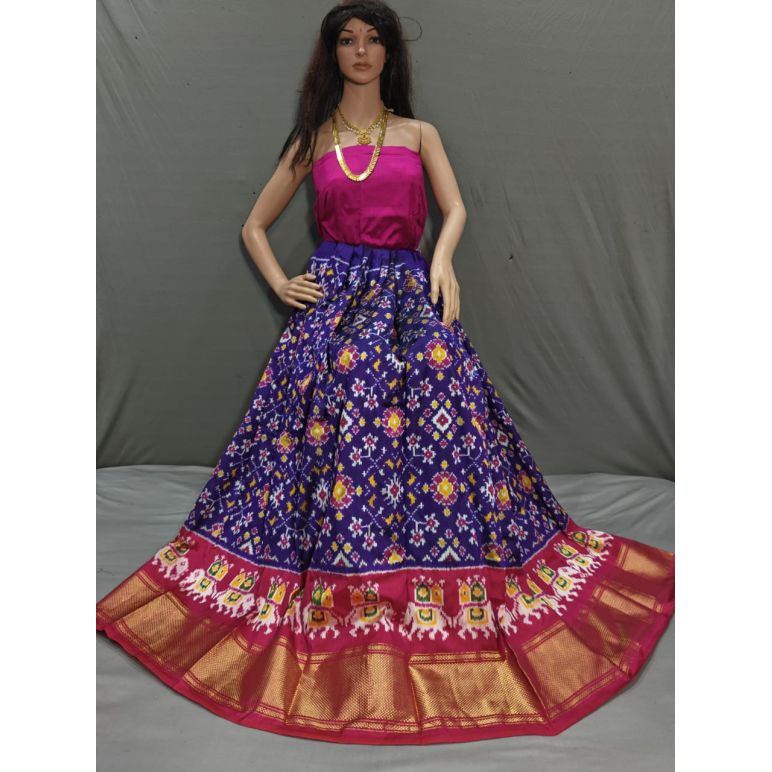 PSSIFSLG5Y10SZDC28- Free Size Ikat Silk Lehenga