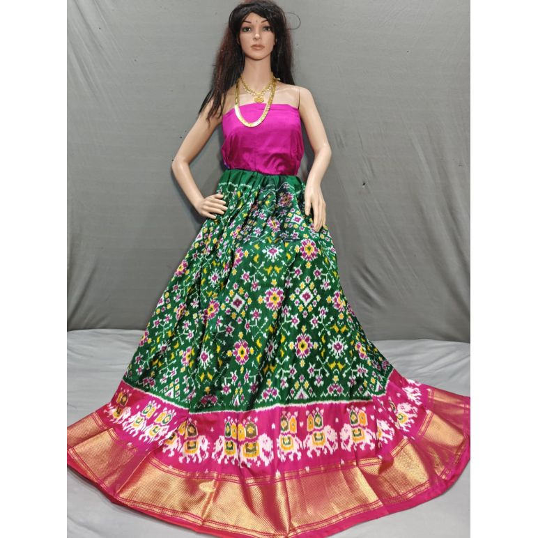PSSIFSLG5Y10SZDC35- Free Size Ikat Silk Lehenga