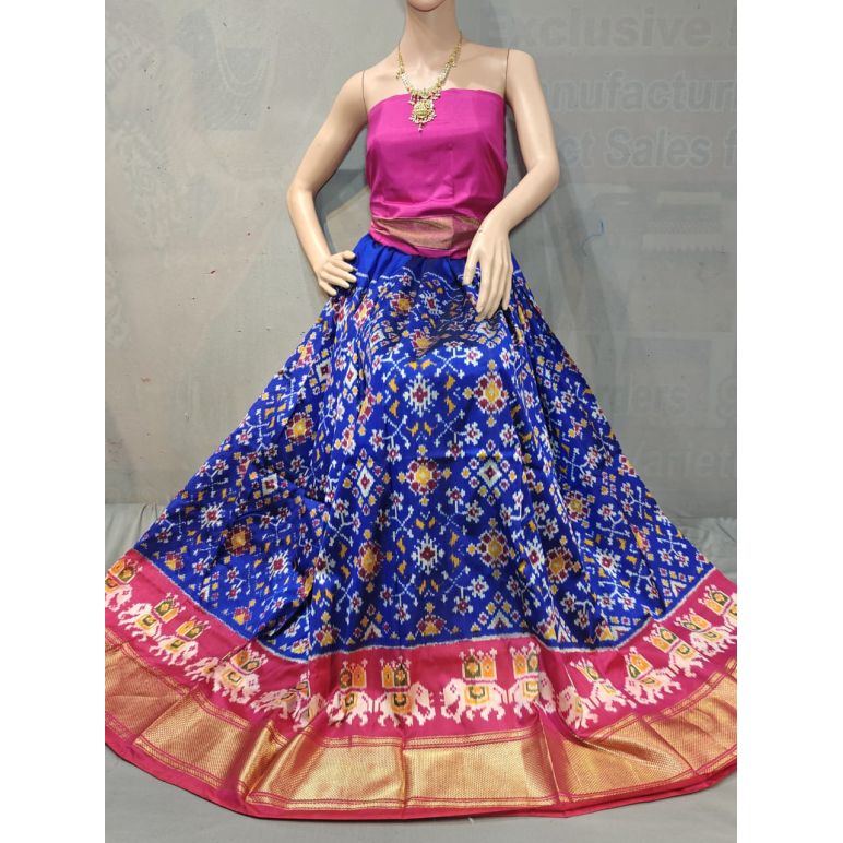 PSSIFSLG5Y10SZDC41- Free Size Ikat Silk Lehenga