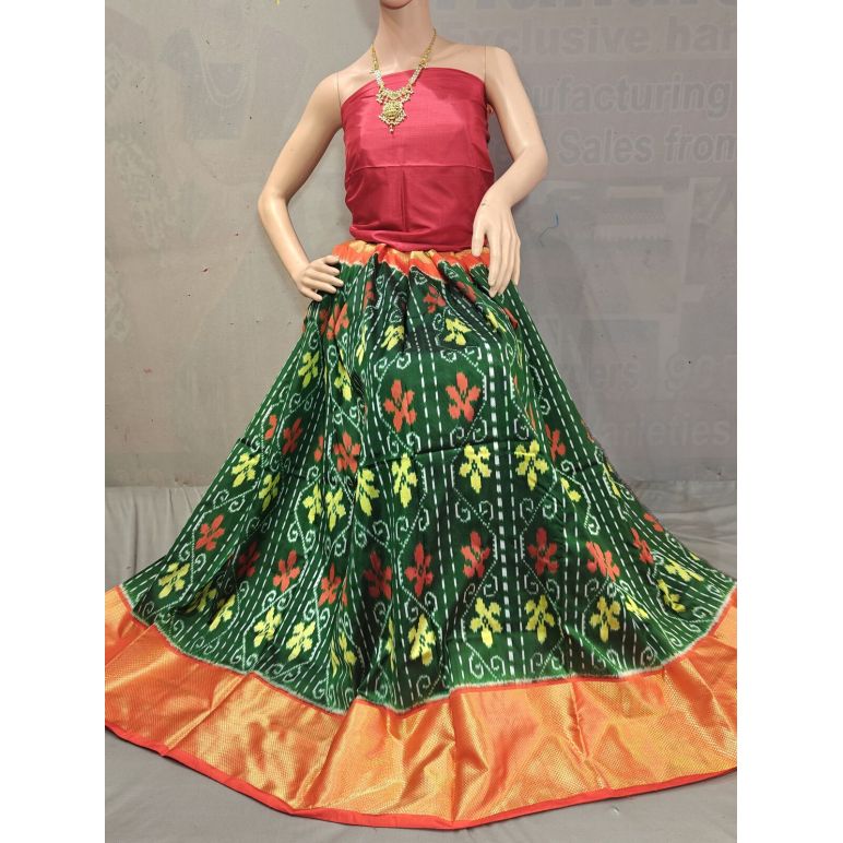 PGMRFSLG5Y18SZCD16- Free Size Ikat Silk Lehenga