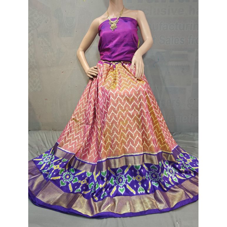 PGMRFSLG5Y18SZCD17- Free Size Ikat Silk Lehenga