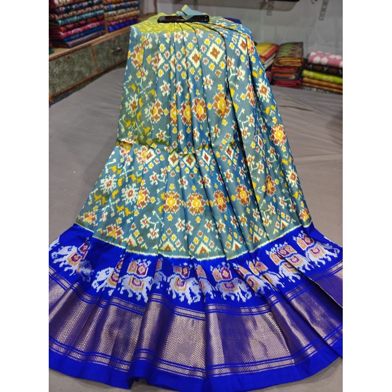PGMRFSLG5Y18SZCD34- Free Size Ikat Silk Lehenga