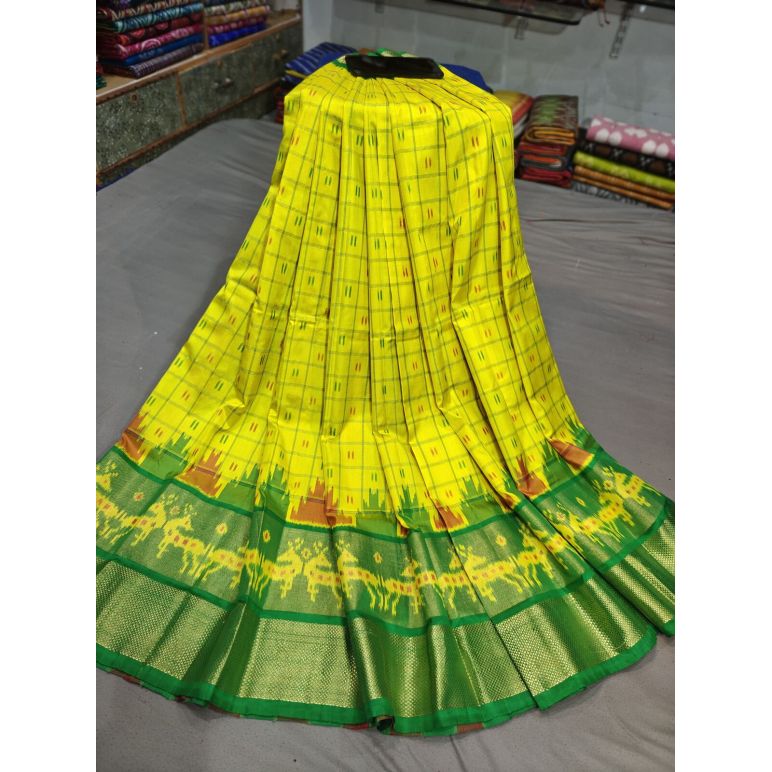PGMRFSLG5Y18SZCD39- Free Size Ikat Silk Lehenga