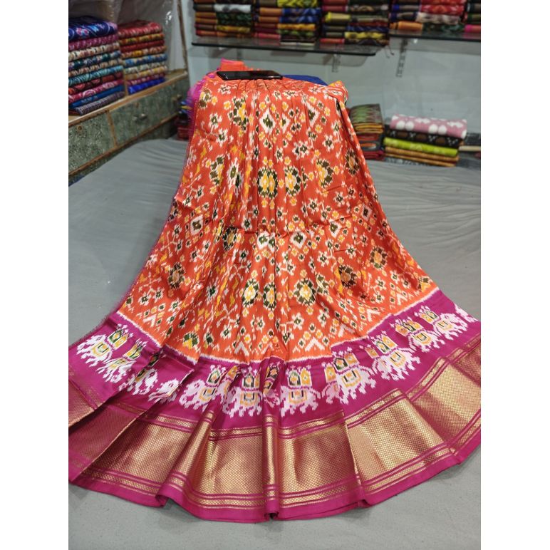 PGMRFSLG5Y18SZCD48- Free Size Ikat Silk Lehenga