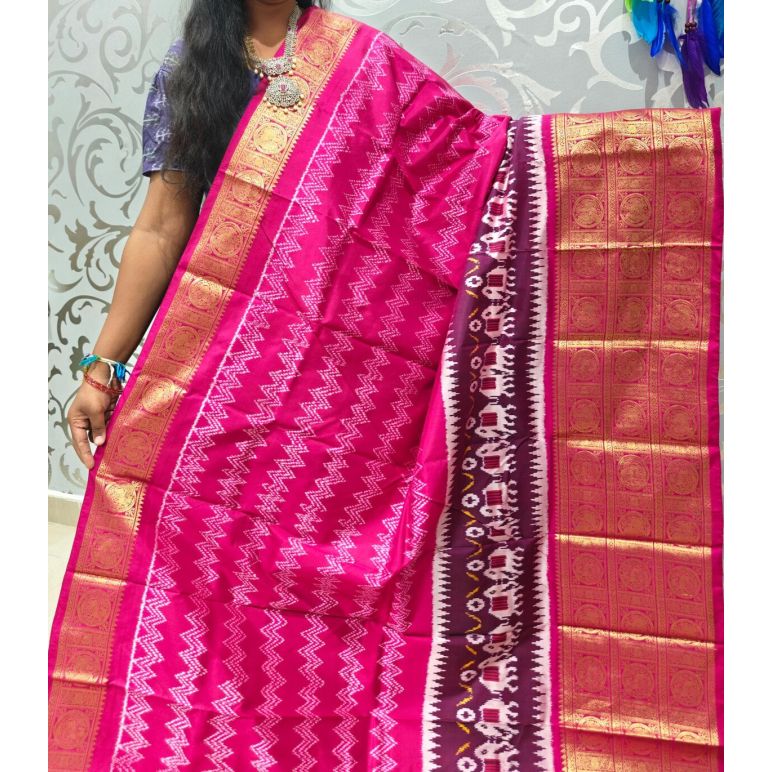 PSPHKBRS5Y12FDDC15- Kanchi border Ikat silk saree