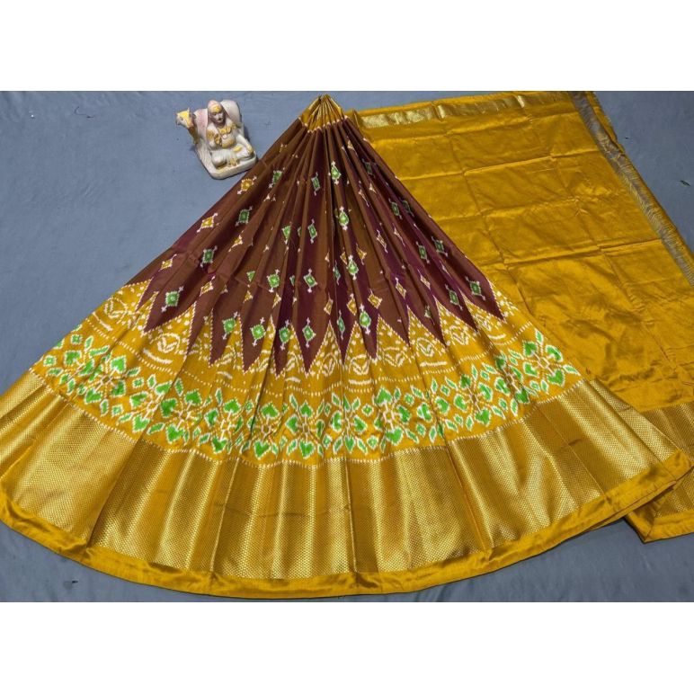 PSRGFSLG5Y11SZDC15- Free Size Ikat Silk Lehenga