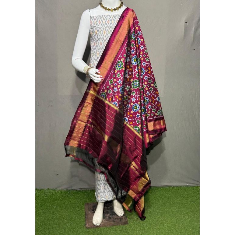 PSRGSDST5Y12FFCD31- Ikat Silk dupatta with Ikat sico top