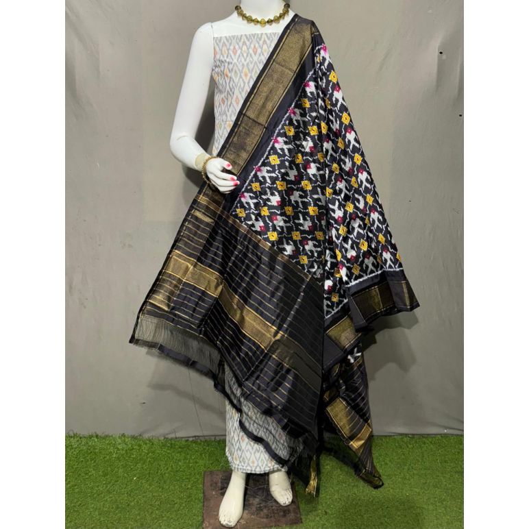 PSRGSDST5Y12FFCD35- Ikat Silk dupatta with Ikat sico top
