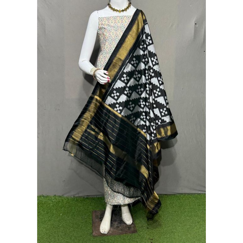 PSRGSDST5Y12FFCD40- Ikat Silk dupatta with Ikat sico top