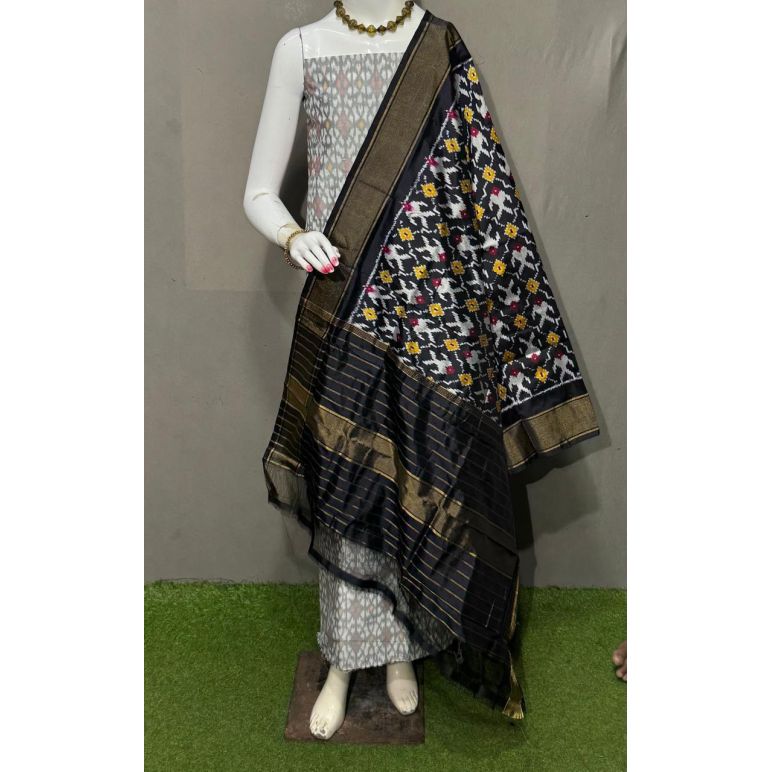PSRGSDST5Y12FFCD49- Ikat Silk dupatta with Ikat sico top