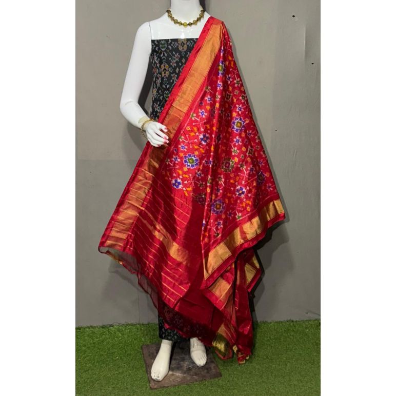 PSRGSDST5Y12FFCD55- Ikat Silk dupatta with Ikat sico top