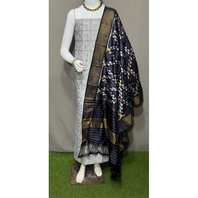 PSRGSDST5Y12FFCD57- Ikat Silk dupatta with Ikat sico top