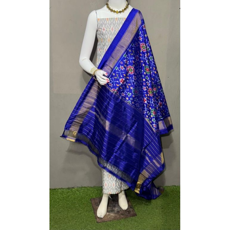 PSRGSDST5Y12FFCD59- Ikat Silk dupatta with Ikat sico top