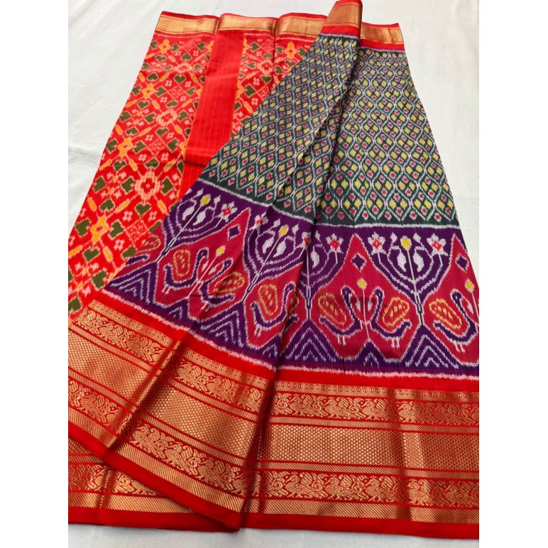 PSNTKBRS5Y20CSCC08- Kanchi border Ikat silk saree